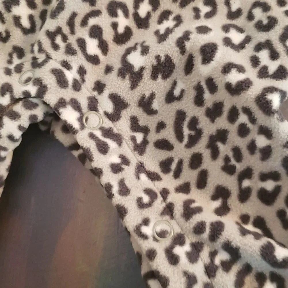 Adorable Fleece Animal Printed Carter's Hooded Jumpsuit Sz 3 Mos